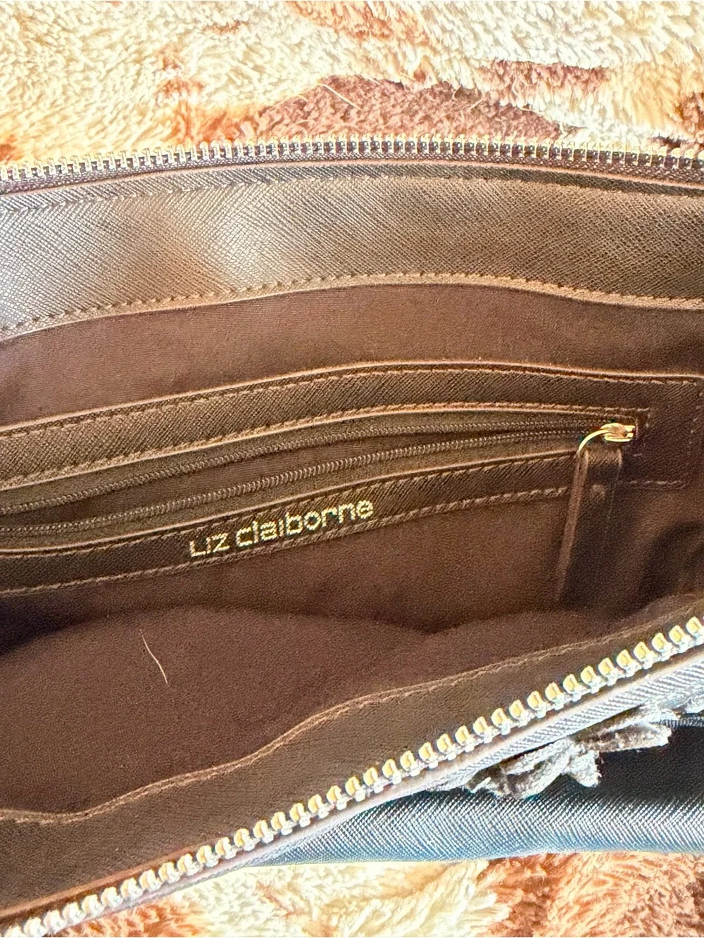 Liz Claiborne Black Floral-Appliqué Shoulder Bag